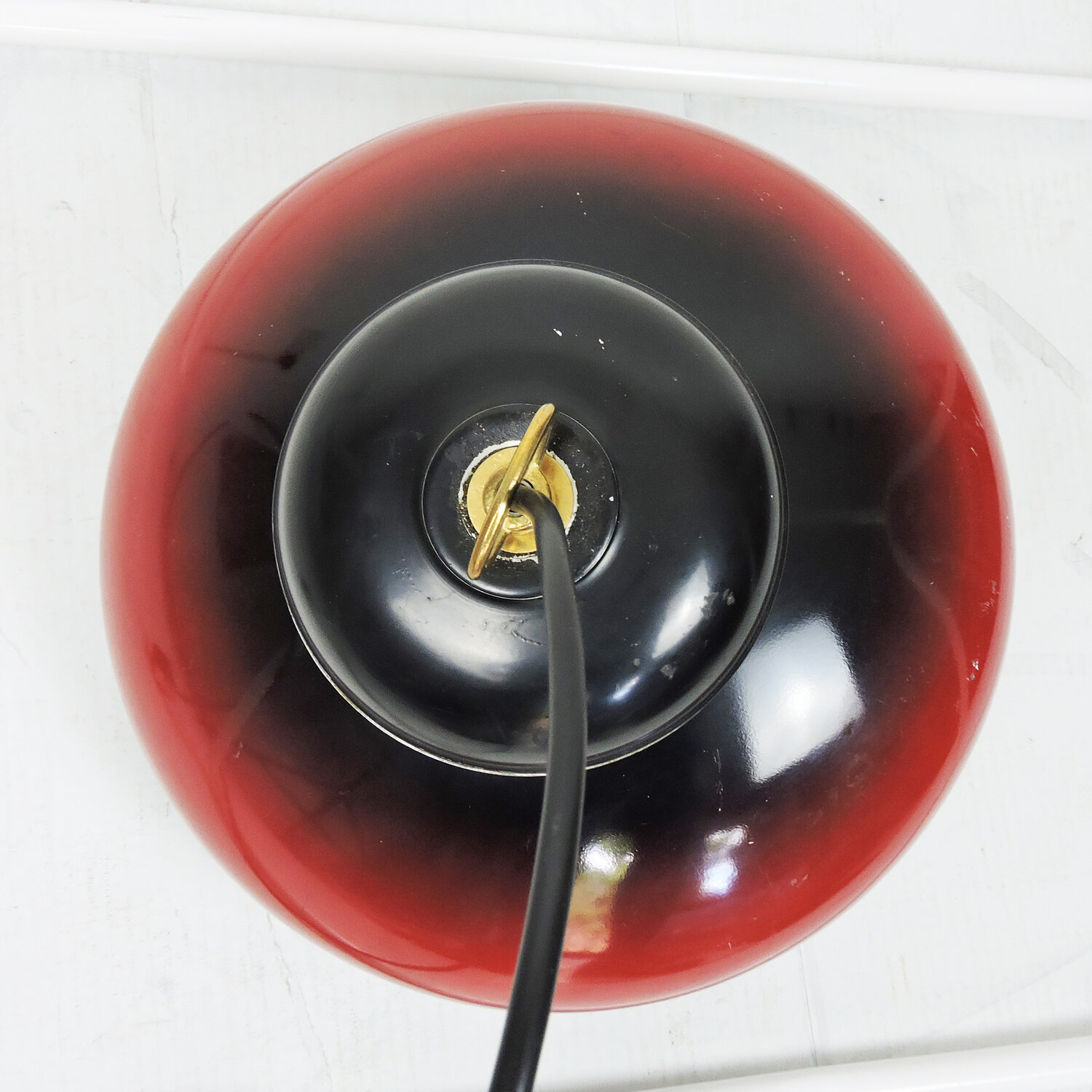 Red And Gold Space Age Pendant Lamps, 1960s, Set Of 2