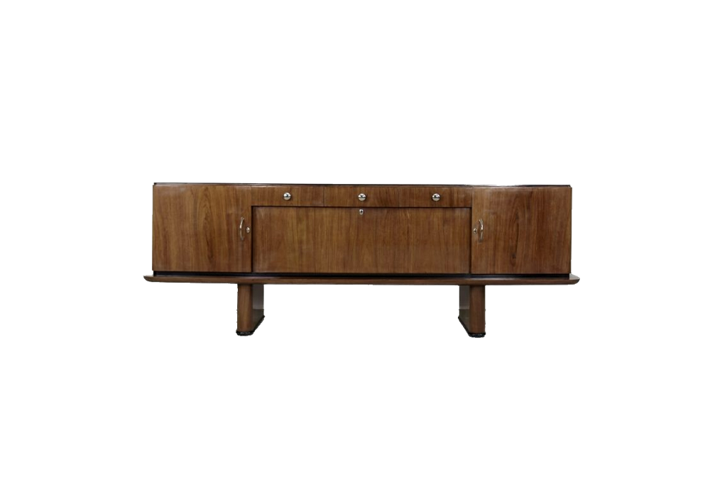 Large French Art Deco Walnut Buffet, 1920s