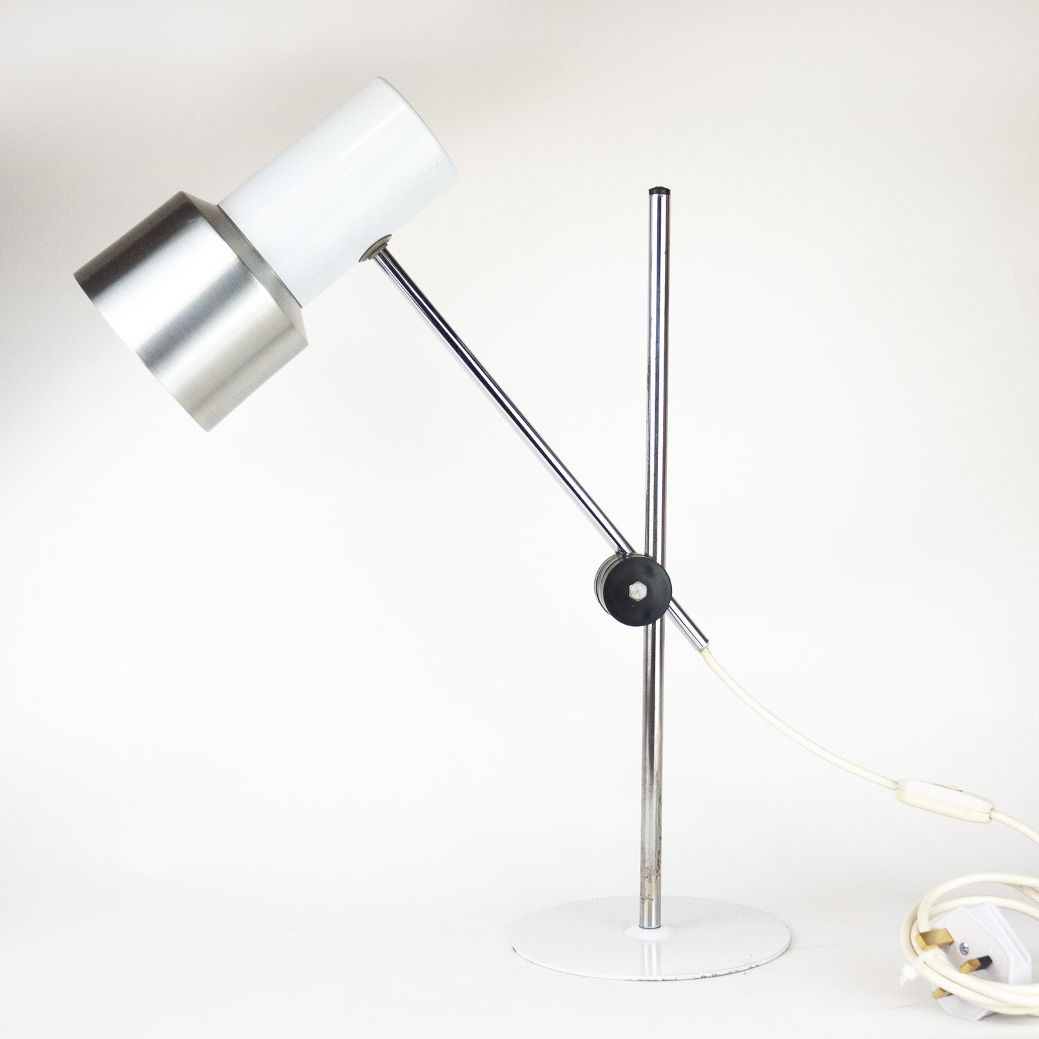 Vintage Italian White Aluminium Desk Lamp By Prova, 1960s