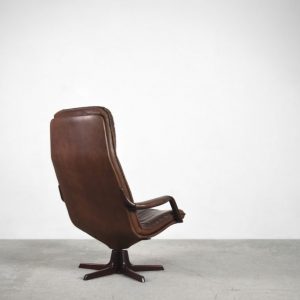 Danish Leather Adjustable Easy Chair & Ottoman Set from Berg Furniture, 1970s