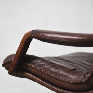 Danish Leather Adjustable Easy Chair & Ottoman Set from Berg Furniture, 1970s