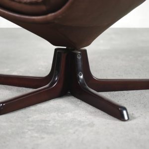 Danish Leather Adjustable Easy Chair & Ottoman Set from Berg Furniture, 1970s