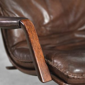 Danish Leather Adjustable Easy Chair & Ottoman Set from Berg Furniture, 1970s