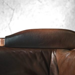 Danish Leather Adjustable Easy Chair & Ottoman Set from Berg Furniture, 1970s
