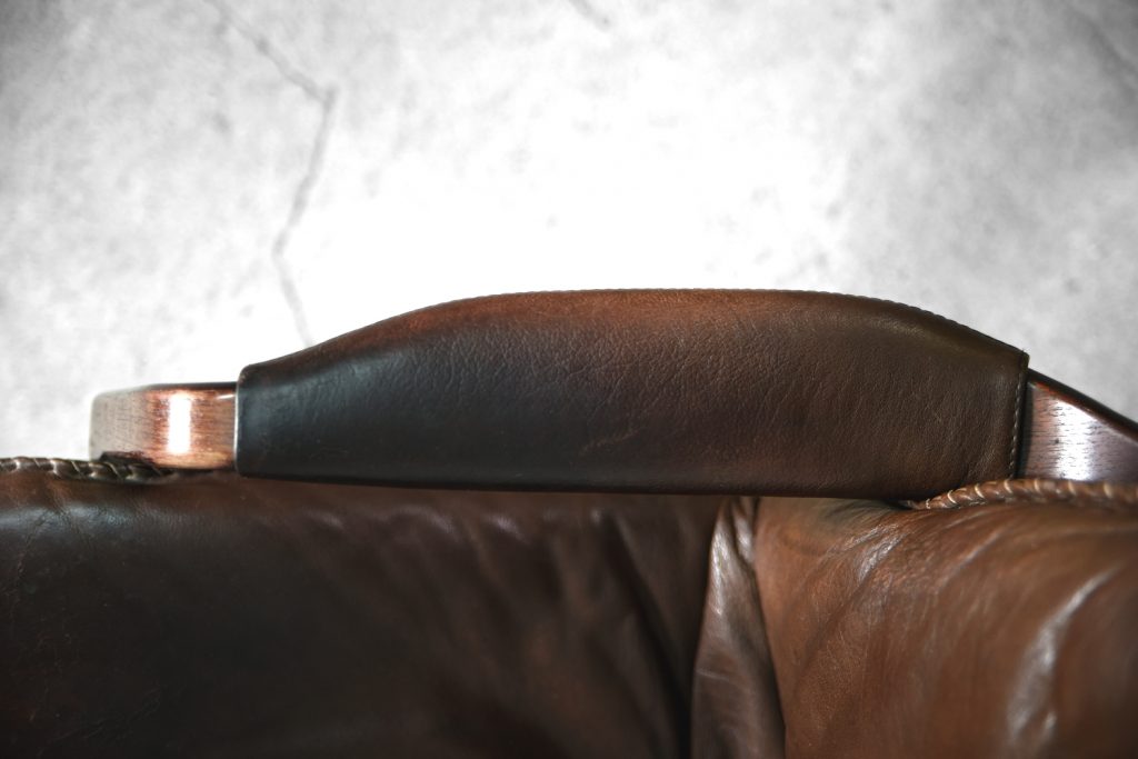 Danish Leather Adjustable Easy Chair & Ottoman Set from Berg Furniture, 1970s