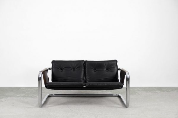 Vintage Bauhaus Tubular Metal & Leather Sofa, 1950s - Image 9