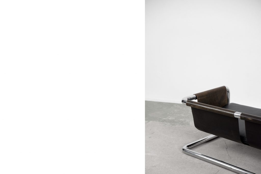 Vintage Bauhaus Tubular Metal & Leather Sofa, 1950s