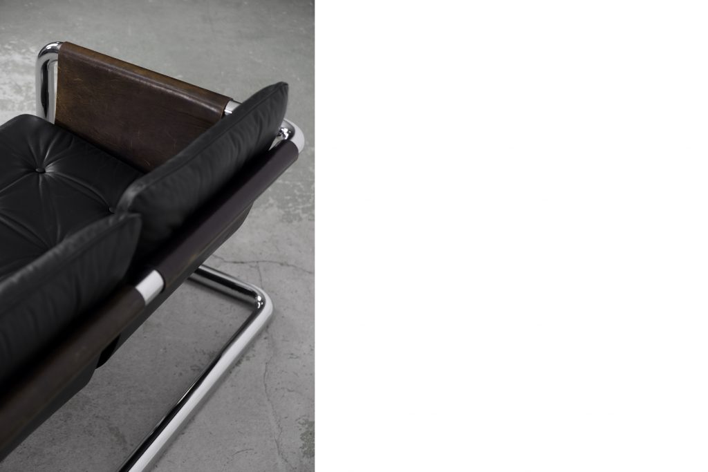 Vintage Bauhaus Tubular Metal & Leather Sofa, 1950s
