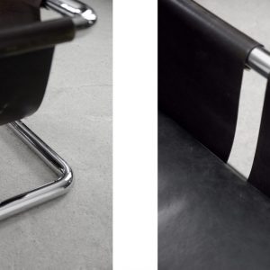 Vintage Bauhaus Tubular Metal & Leather Sofa, 1950s