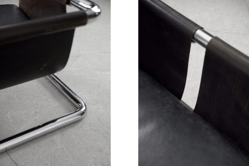 Vintage Bauhaus Tubular Metal & Leather Sofa, 1950s
