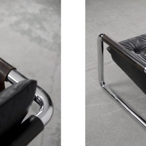 Vintage Bauhaus Tubular Metal & Leather Sofa, 1950s