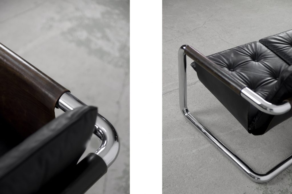 Vintage Bauhaus Tubular Metal & Leather Sofa, 1950s