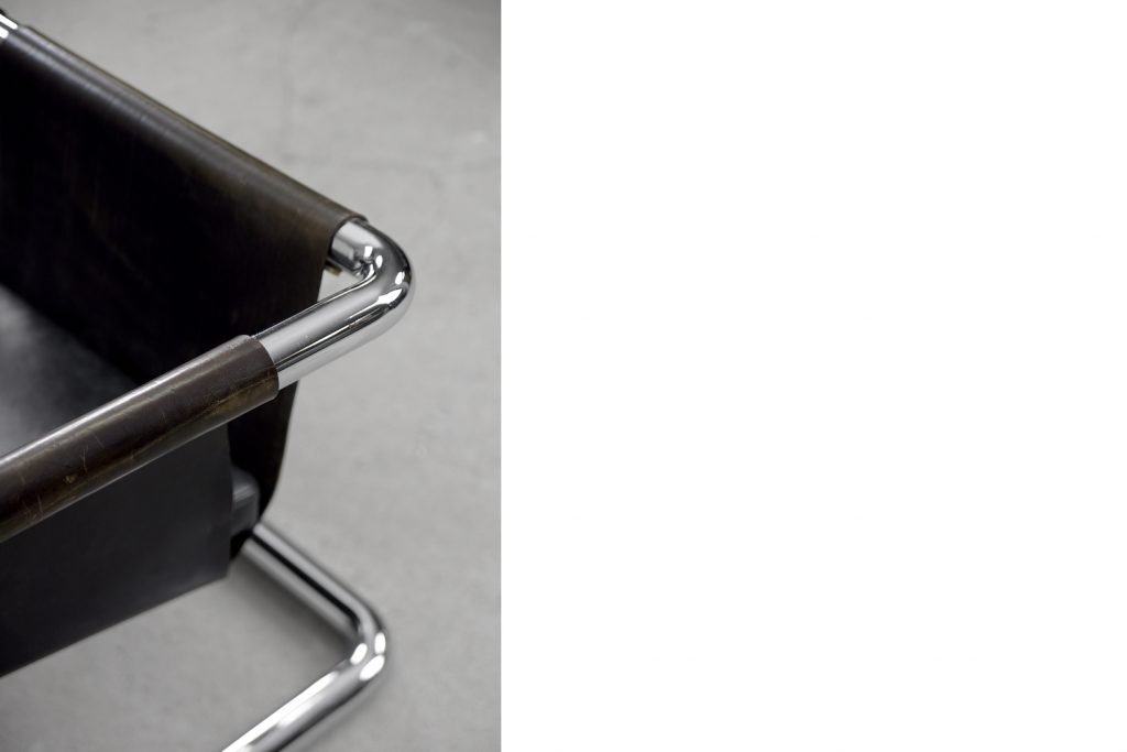 Vintage Bauhaus Tubular Metal & Leather Sofa, 1950s