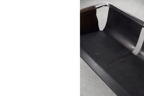 Vintage Bauhaus Tubular Metal & Leather Sofa, 1950s - Image 6