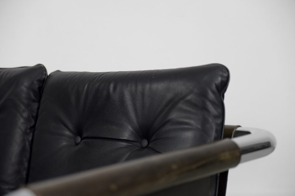Vintage Bauhaus Tubular Metal & Leather Sofa, 1950s