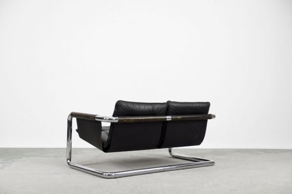 Vintage Bauhaus Tubular Metal & Leather Sofa, 1950s - Image 5