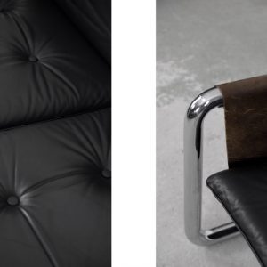 Vintage Bauhaus Tubular Metal & Leather Sofa, 1950s