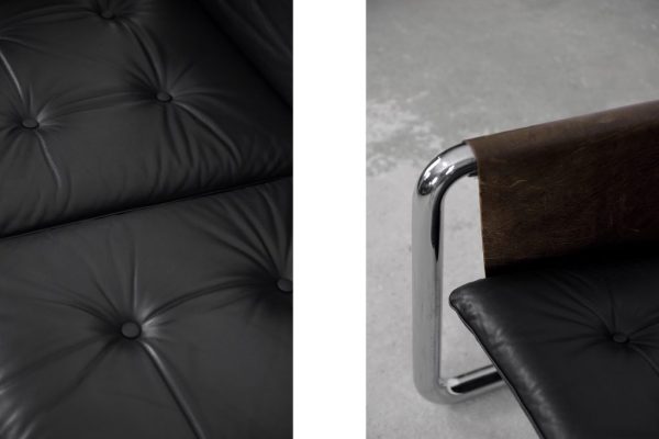 Vintage Bauhaus Tubular Metal & Leather Sofa, 1950s - Image 7