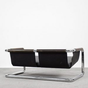 Vintage Bauhaus Tubular Metal & Leather Sofa, 1950s