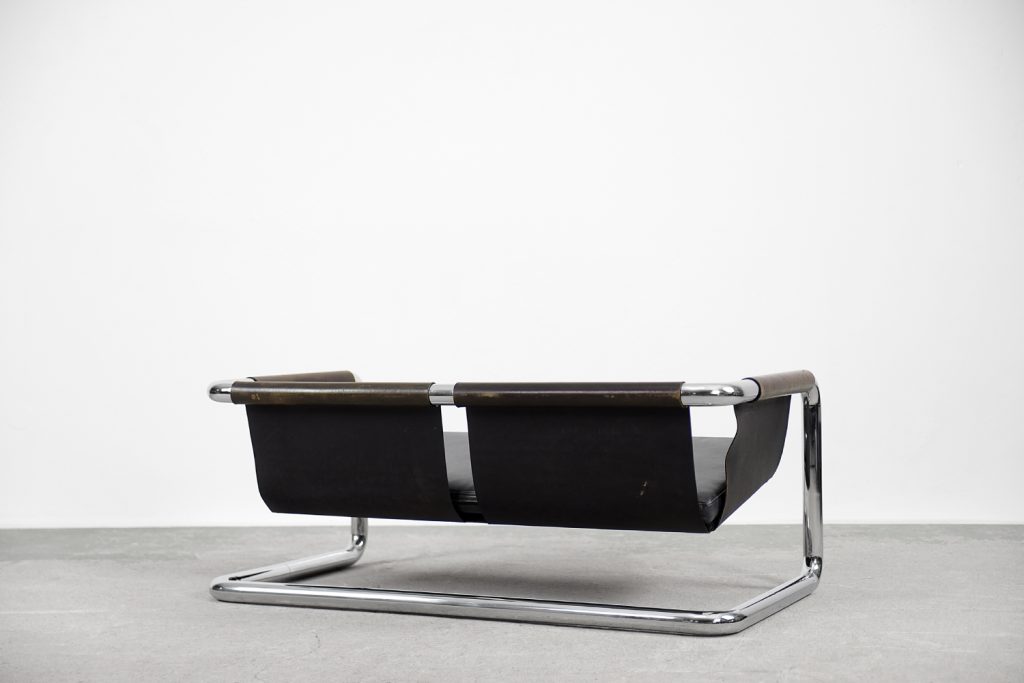 Vintage Bauhaus Tubular Metal & Leather Sofa, 1950s