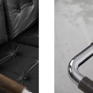 Vintage Bauhaus Tubular Metal & Leather Sofa, 1950s
