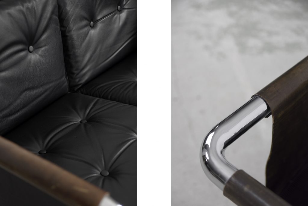 Vintage Bauhaus Tubular Metal & Leather Sofa, 1950s