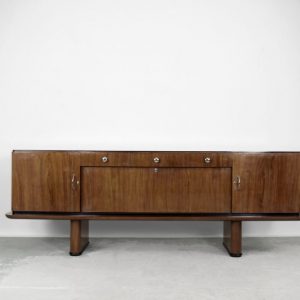 Large French Art Deco Walnut Buffet, 1920s