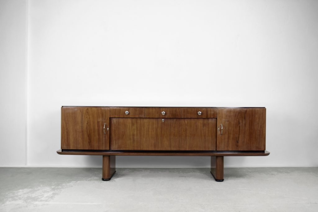 Large French Art Deco Walnut Buffet, 1920s