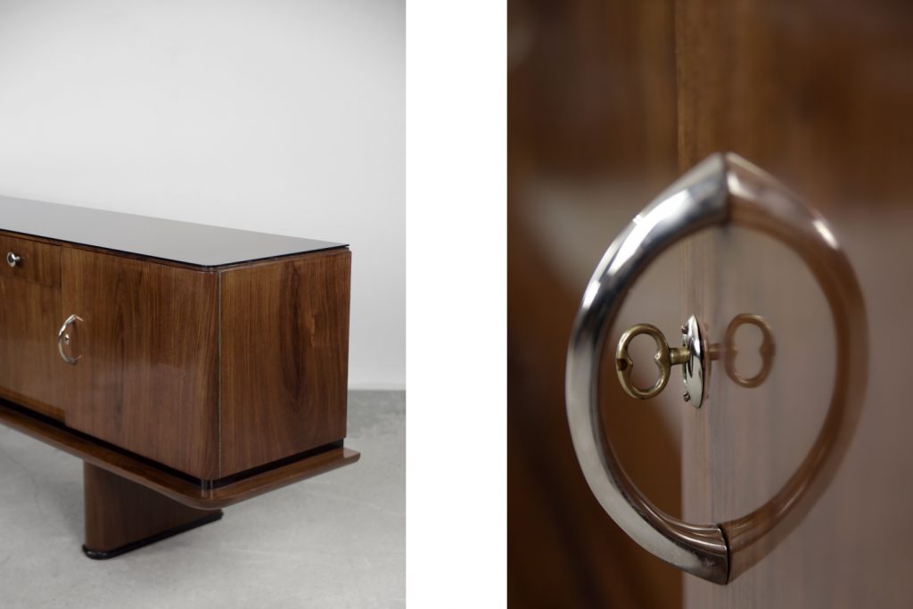 Large French Art Deco Walnut Buffet, 1920s