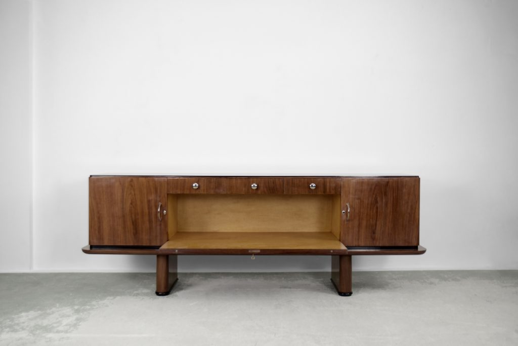 Large French Art Deco Walnut Buffet, 1920s
