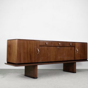 Large French Art Deco Walnut Buffet, 1920s