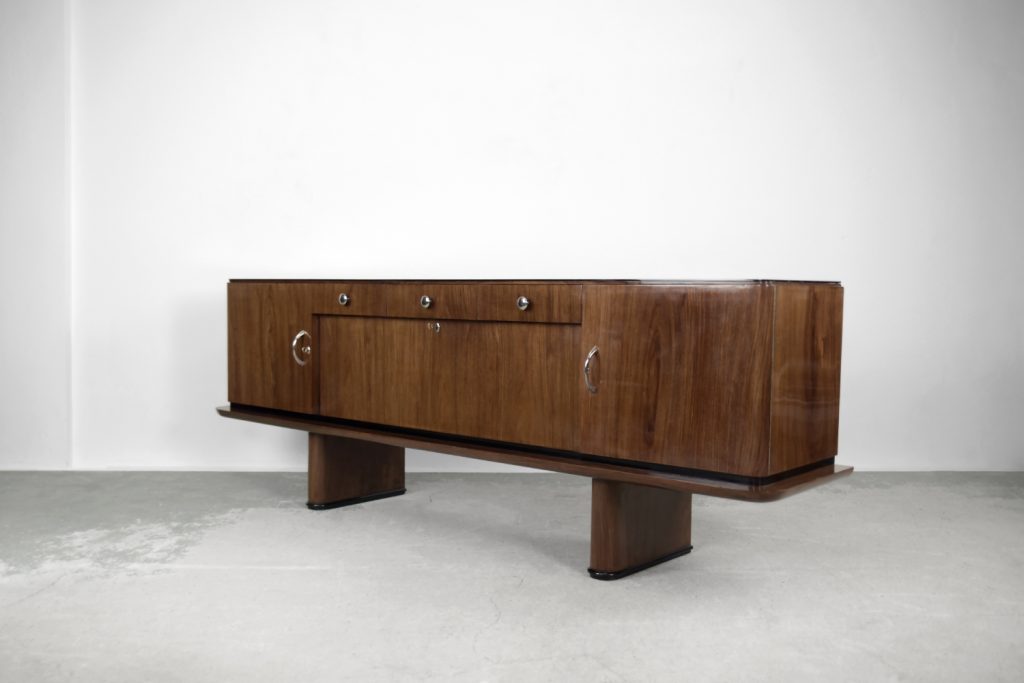 Large French Art Deco Walnut Buffet, 1920s