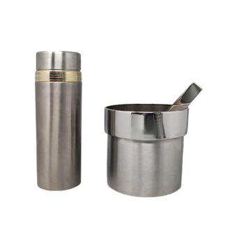 1970s Cocktail Shaker In 24K Gold & Stainless Steel With Ice Bucket By Piazza Made In Italy