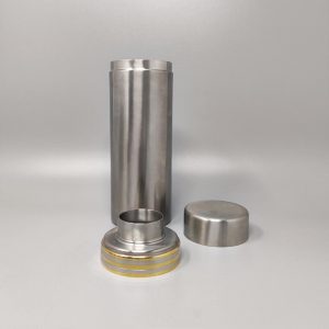 1970s Cocktail Shaker In 24K Gold & Stainless Steel With Ice Bucket By Piazza Made In Italy