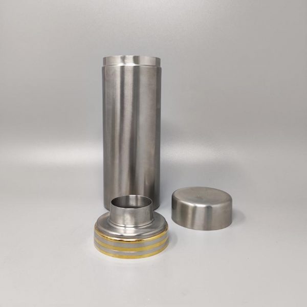 1970s Cocktail Shaker In 24K Gold & Stainless Steel With Ice Bucket By Piazza Made In Italy - Image 5