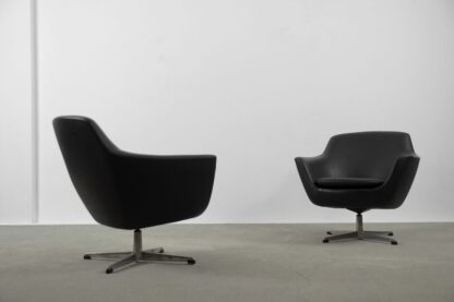 Scandinavian Vintage Black Swivel Chairs, 1970s, Set of 2 - Image 2