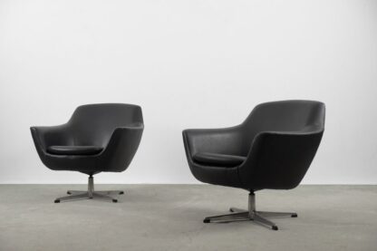 Scandinavian Vintage Black Swivel Chairs, 1970s, Set of 2 - Image 4