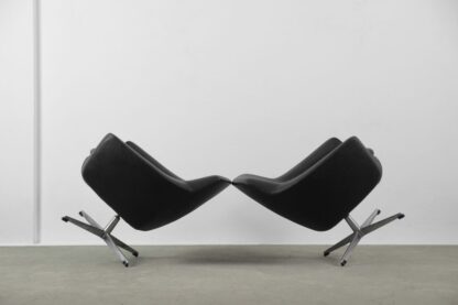 Scandinavian Vintage Black Swivel Chairs, 1970s, Set of 2 - Image 3