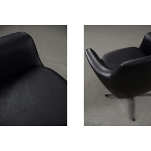 Scandinavian Vintage Black Swivel Chairs, 1970s, Set of 2