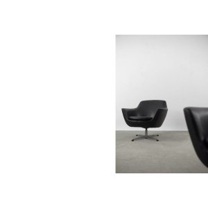 Scandinavian Vintage Black Swivel Chairs, 1970s, Set of 2
