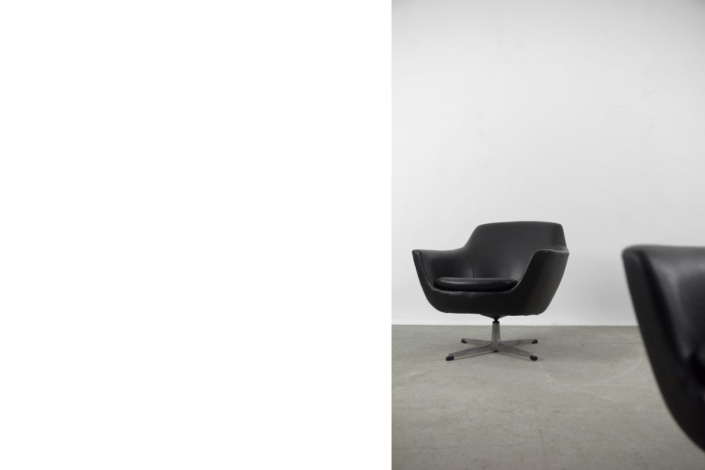Scandinavian Vintage Black Swivel Chairs, 1970s, Set of 2