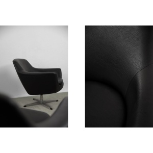 Scandinavian Vintage Black Swivel Chairs, 1970s, Set of 2