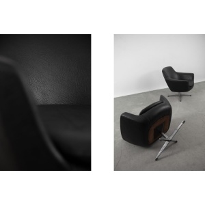 Scandinavian Vintage Black Swivel Chairs, 1970s, Set of 2