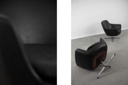 Scandinavian Vintage Black Swivel Chairs, 1970s, Set of 2 - Image 14