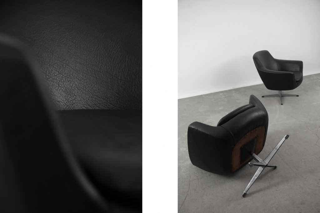 Scandinavian Vintage Black Swivel Chairs, 1970s, Set of 2