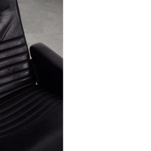 Scandinavian Black Leather Armchairs from Ire Mobel AB, 1970s, Set of 2