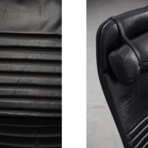 Scandinavian Black Leather Armchairs from Ire Mobel AB, 1970s, Set of 2
