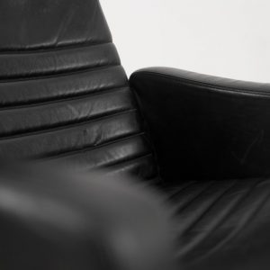Scandinavian Black Leather Armchairs from Ire Mobel AB, 1970s, Set of 2