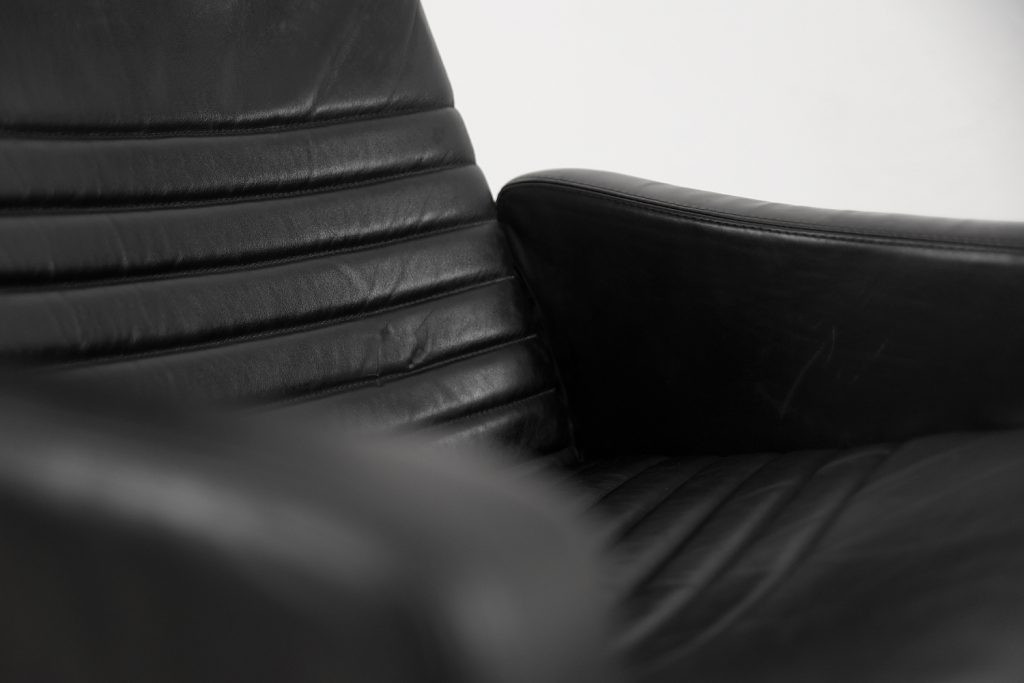 Scandinavian Black Leather Armchairs from Ire Mobel AB, 1970s, Set of 2
