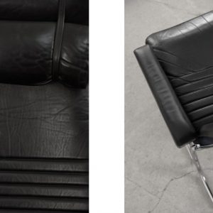 Scandinavian Black Leather Armchairs from Ire Mobel AB, 1970s, Set of 2